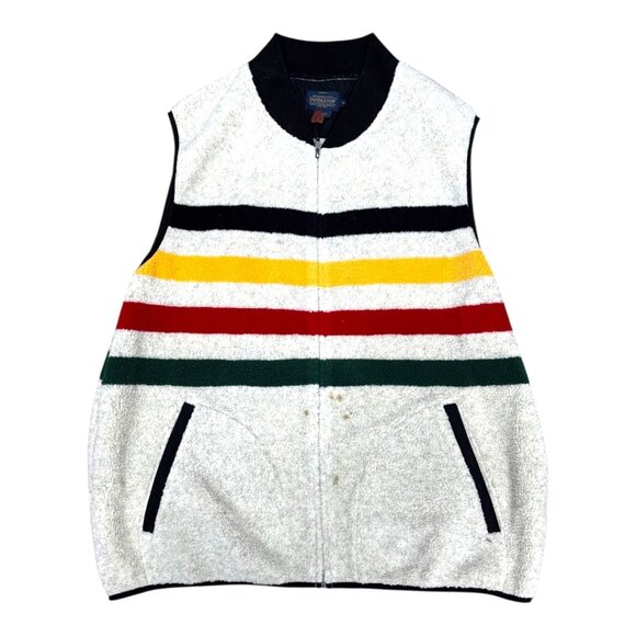 Pendleton Glacier Striped Wool Blend Fleece Vest Sherpa XL Outdoor Layering READ - Picture 1 of 7